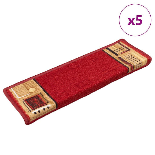 Vidaxl trapmatten zelfklevend 5 st 65x21x4 cm rood