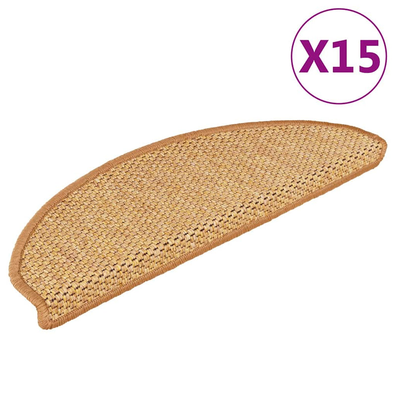 Afbeelding laden in galerijviewer, Vidaxl trapmatten zelfklevend 15 st sisal-look 65x21x4 cm sisalkleurig
