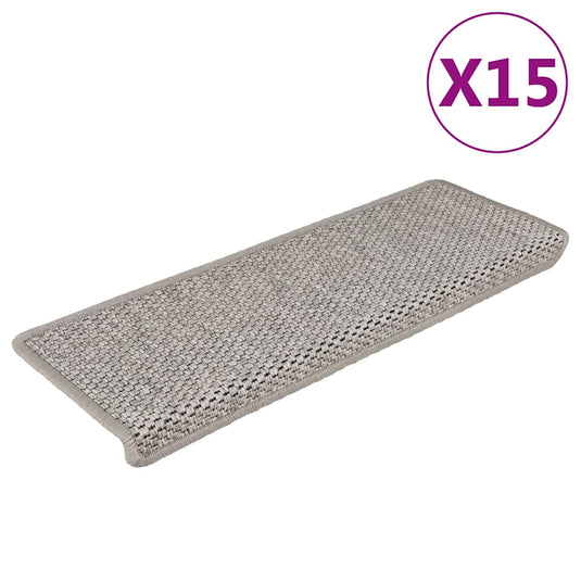 Vidaxl trapmatten zelfklevend 15 st sisal-look 65x21x4cm zilverkleurig