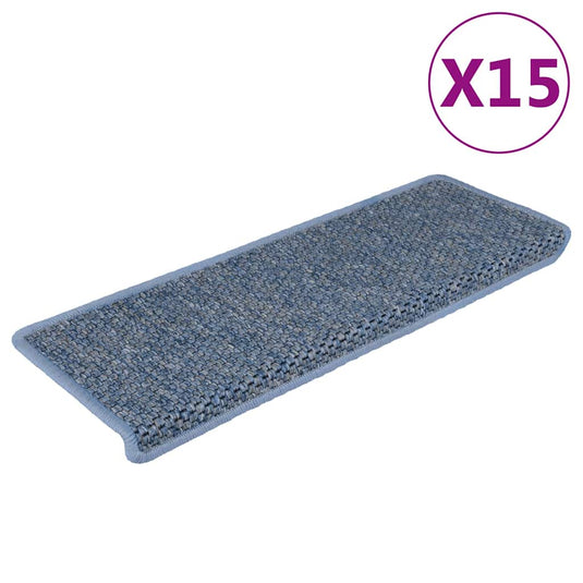 Vidaxl trapmatten zelfklevend 15 st sisal-look 65x21x4 cm blauw