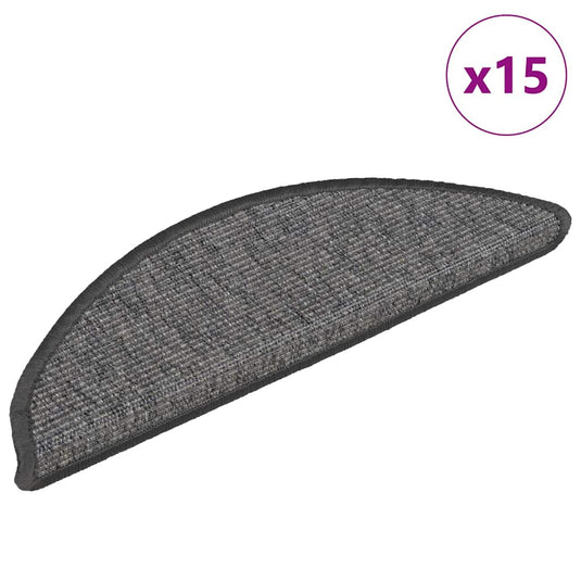Vidaxl trapmatten 15 st 56x17x3 cm beige en grijs halfrond