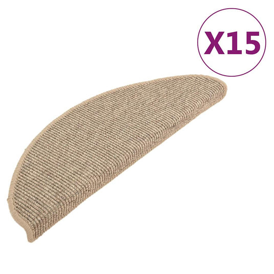 Vidaxl trapmatten 15 st 65x21x4 cm donkerbeige halfrond groot