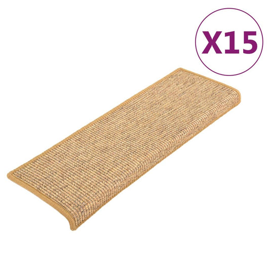 Vidaxl trapmatten 15 st 65x21x4 cm sisal rechthoekige rand