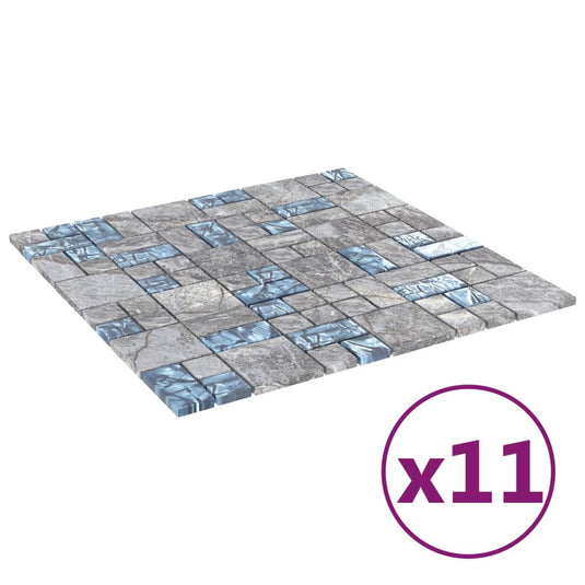 Vidaxl mozaïektegels 11 st 30x30 cm glas grijs en blauw