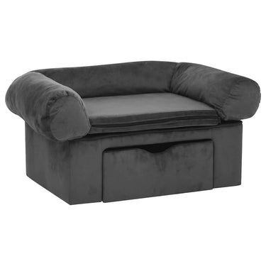 Vidaxl hondenbank met lade 75x50x38 cm pluche donkergrijs