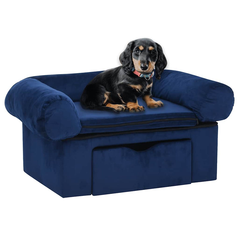 Load image into Gallery viewer, Vidaxl hondenbank met lade 75x50x38 cm pluche blauw
