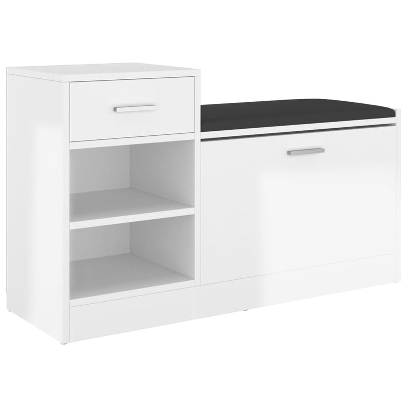 Load image into Gallery viewer, Vidaxl schoenenbank 94,5x31x57 cm bewerkt hout hoogglans wit
