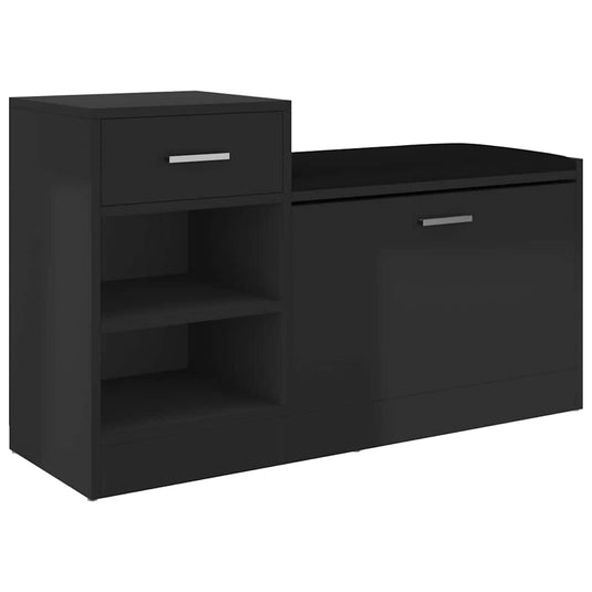 Vidaxl schoenenbank 94,5x31x57 cm bewerkt hout hoogglans zwart