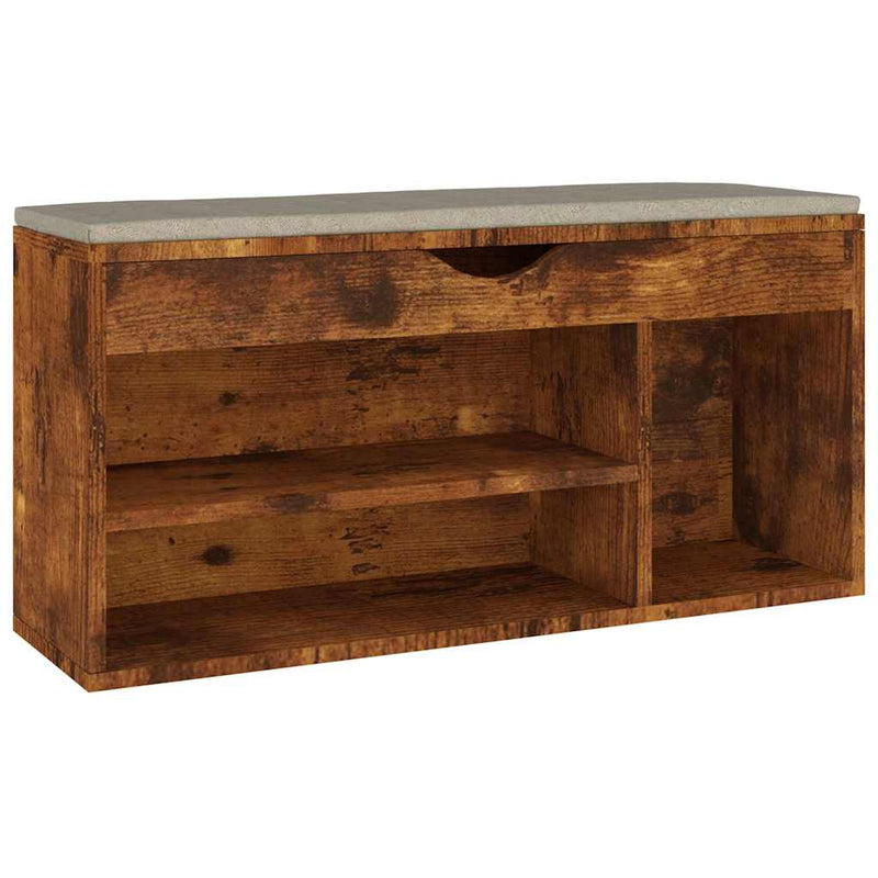 Load image into Gallery viewer, Vidaxl schoenenbank met kussen 104x30x49 cm bewerkt hout gerookt eiken
