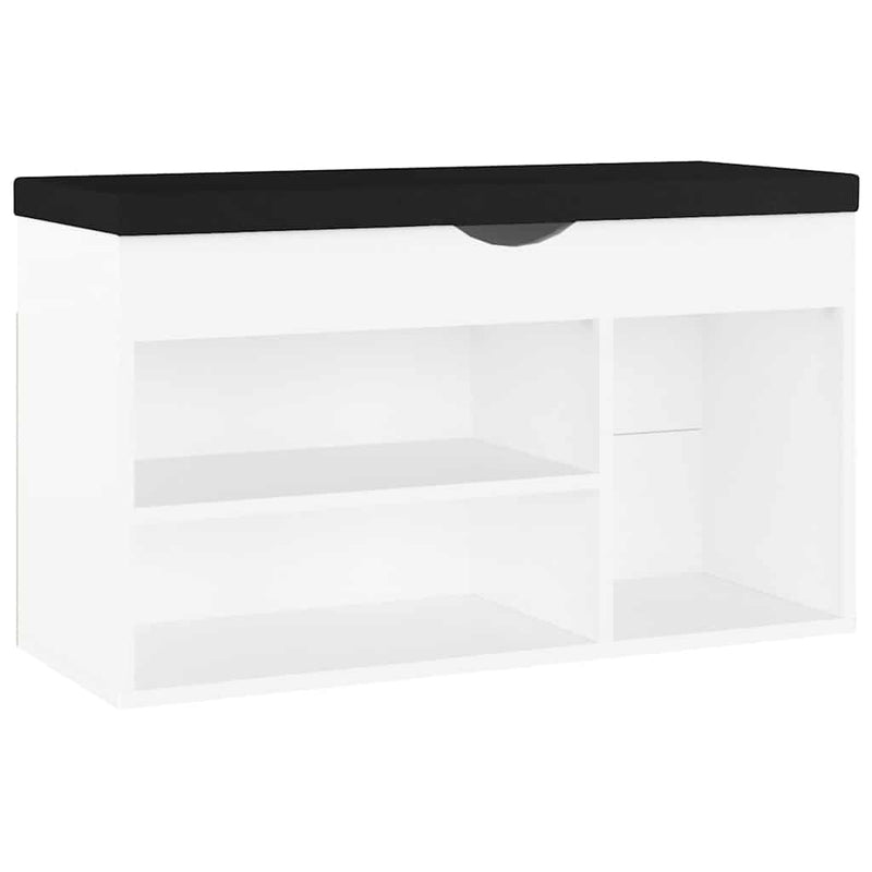 Load image into Gallery viewer, Vidaxl schoenenbank met kussen 80x30x47 cm bewerkt hout wit
