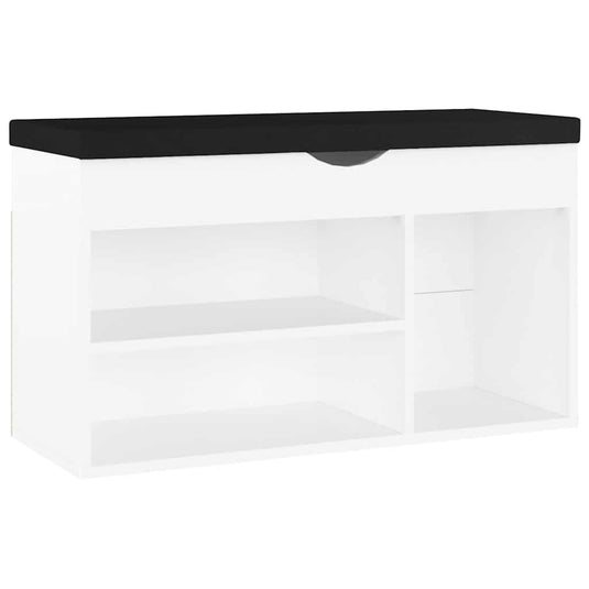Vidaxl schoenenbank met kussen 80x30x47 cm bewerkt hout wit