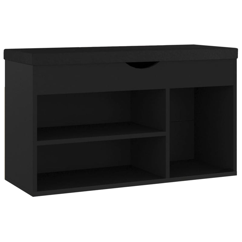 Load image into Gallery viewer, Vidaxl schoenenbank met kussen 80x30x47 cm bewerkt hout zwart
