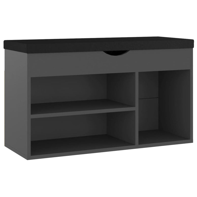 Load image into Gallery viewer, Vidaxl schoenenbank met kussen 80x30x47 cm bewerkt hout grijs

