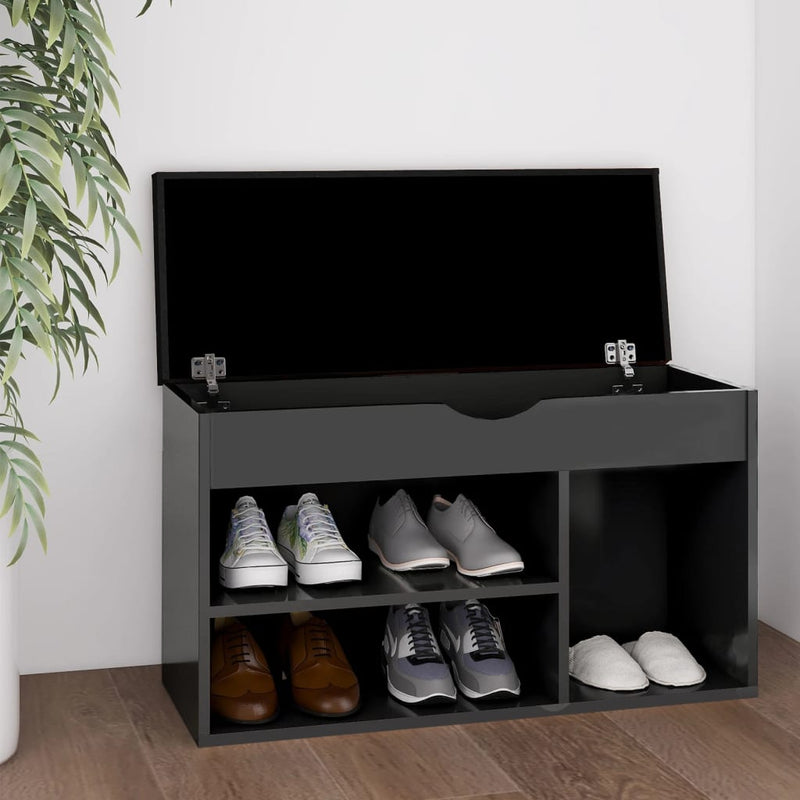 Load image into Gallery viewer, Vidaxl schoenenbank met kussen 80x30x47 cm bewerkt hout grijs
