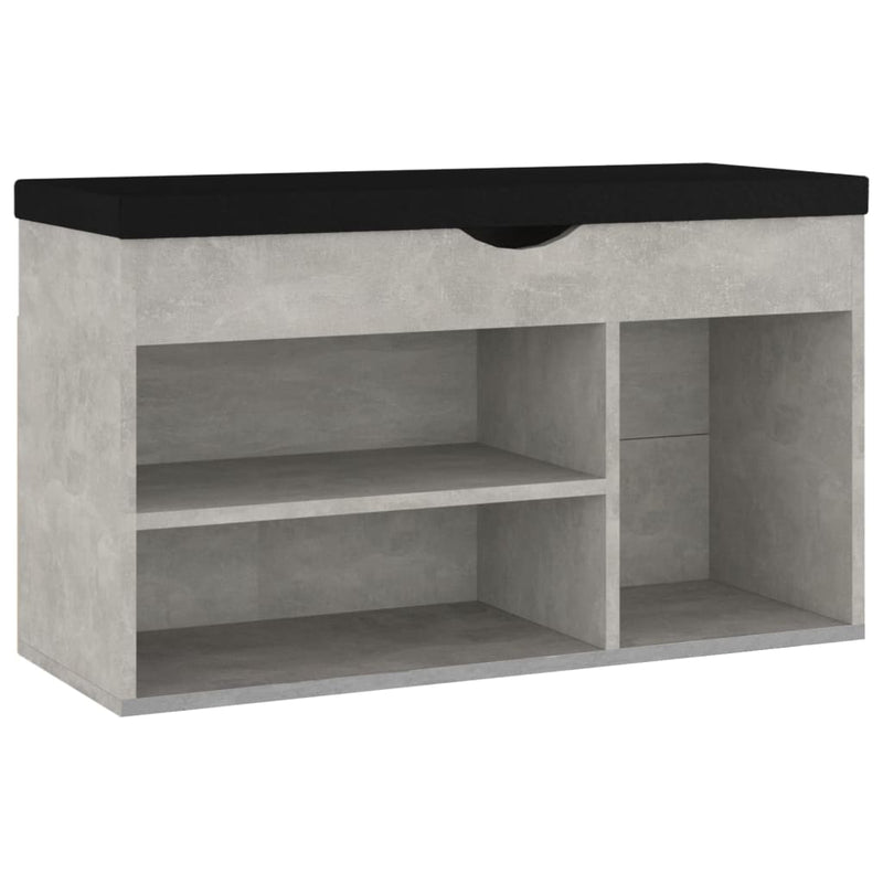 Load image into Gallery viewer, Vidaxl schoenenbank met kussen 80x30x47 cm bewerkt hout betongrijs
