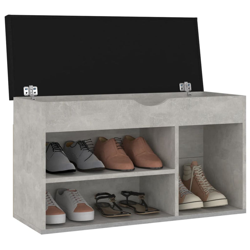 Load image into Gallery viewer, Vidaxl schoenenbank met kussen 80x30x47 cm bewerkt hout betongrijs
