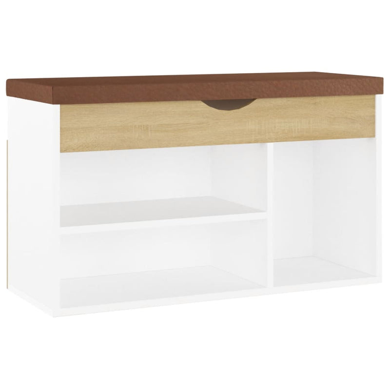 Load image into Gallery viewer, Vidaxl schoenenbank met kussen 80x30x47 cm hout wit sonoma eiken
