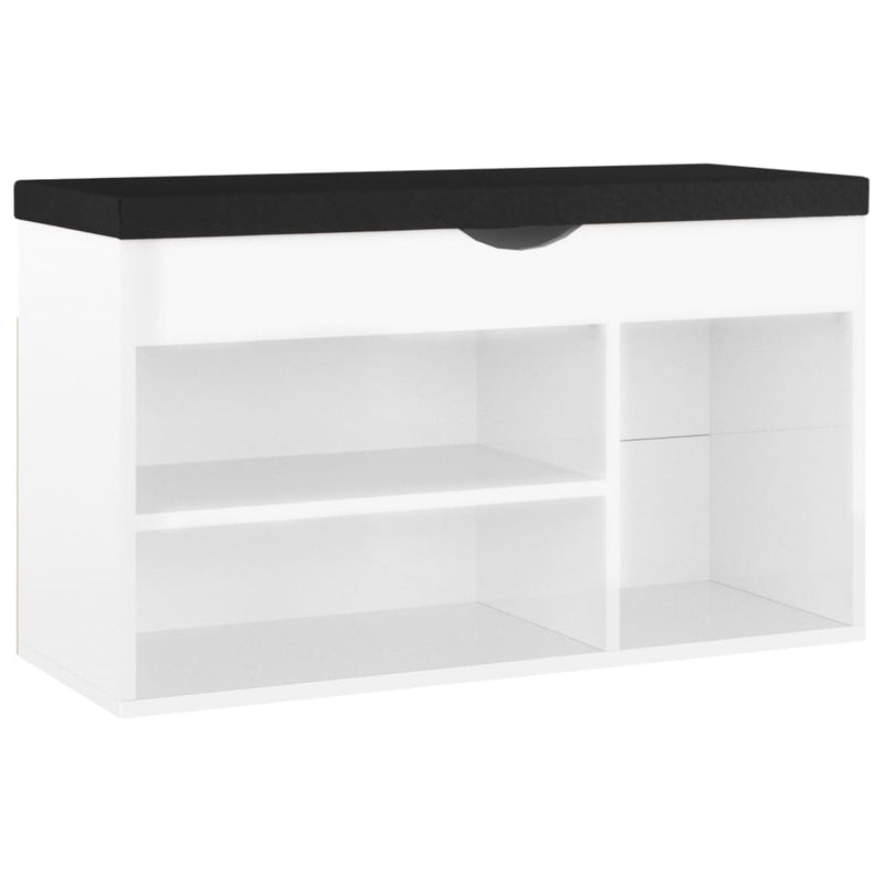 Load image into Gallery viewer, Vidaxl schoenenbank met kussen 80x30x47 cm bewerkt hout hoogglans wit
