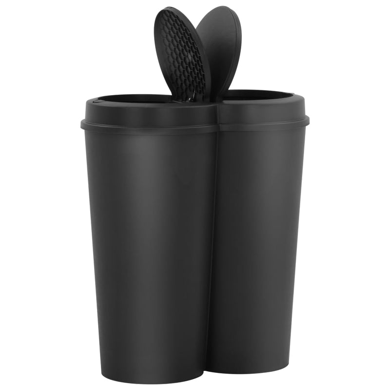 Load image into Gallery viewer, Vidaxl prullenbak dubbel 50 l zwart
