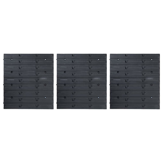 Vidaxl 48-delige opslagbakkenset met wandpanelen blauw en zwart