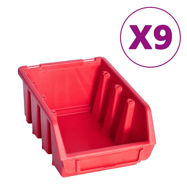 Vidaxl 103-delige opslagbakkenset met wandpanelen rood en zwart