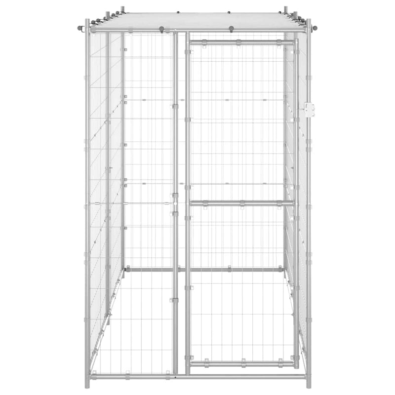 Load image into Gallery viewer, Vidaxl hondenkennel buiten met dak 110x220x180 cm gegalvaniseerd staal
