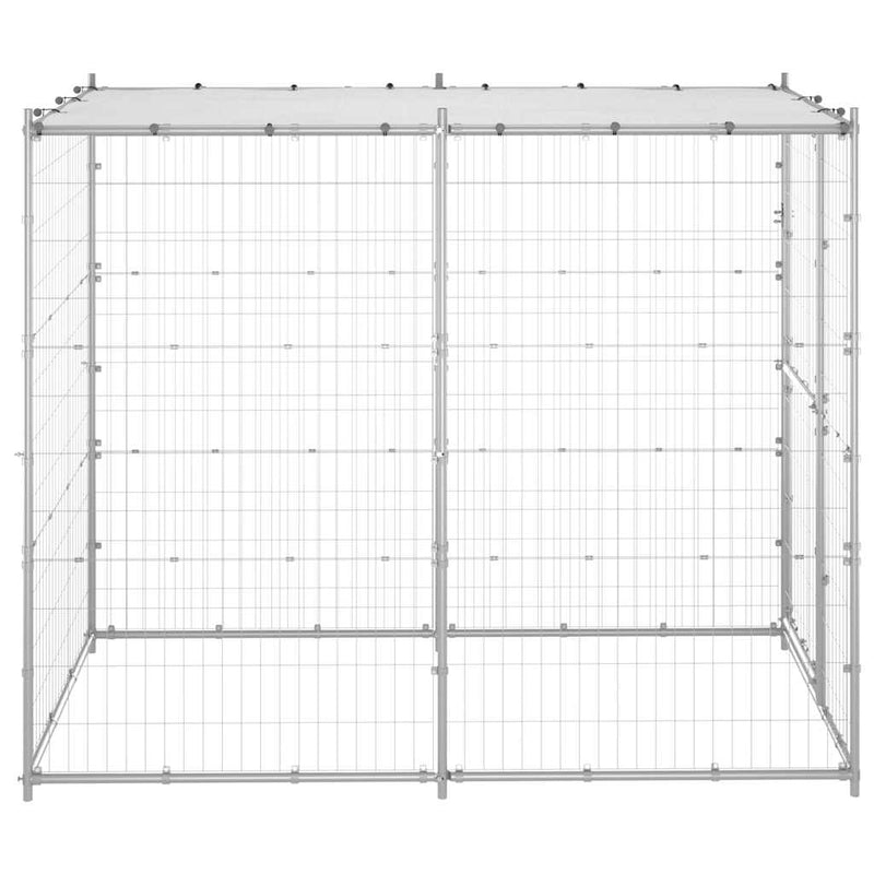 Load image into Gallery viewer, Vidaxl hondenkennel buiten met dak 110x220x180 cm gegalvaniseerd staal
