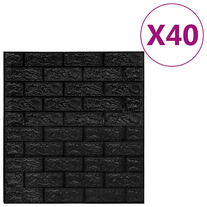 Load image into Gallery viewer, Vidaxl 3d-behang zelfklevend 40 st bakstenen zwart
