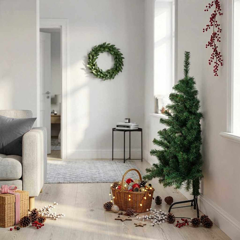 Load image into Gallery viewer, Vidaxl kunstkerstboom met standaard half 120 cm pvc groen
