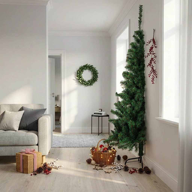 Load image into Gallery viewer, Vidaxl kunstkerstboom met standaard half 240 cm pvc groen
