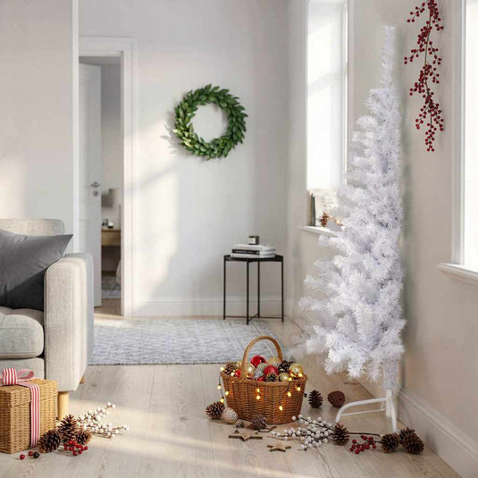 Vidaxl kunstkerstboom met standaard half 150 cm pvc wit