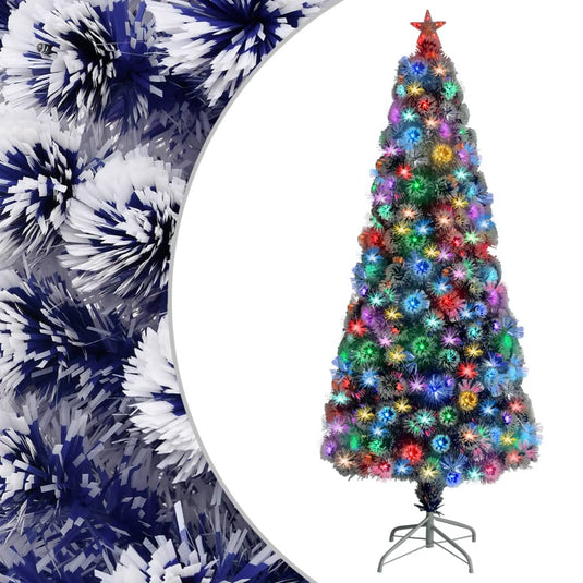 Vidaxl kunstkerstboom met verlichting 180 cm glasvezel wit en blauw