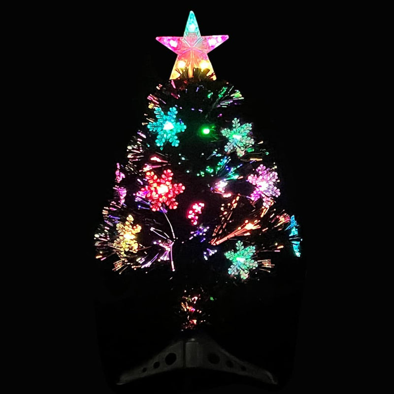 Load image into Gallery viewer, Vidaxl kerstboom met led-sneeuwvlokken 64 cm glasvezel zwart
