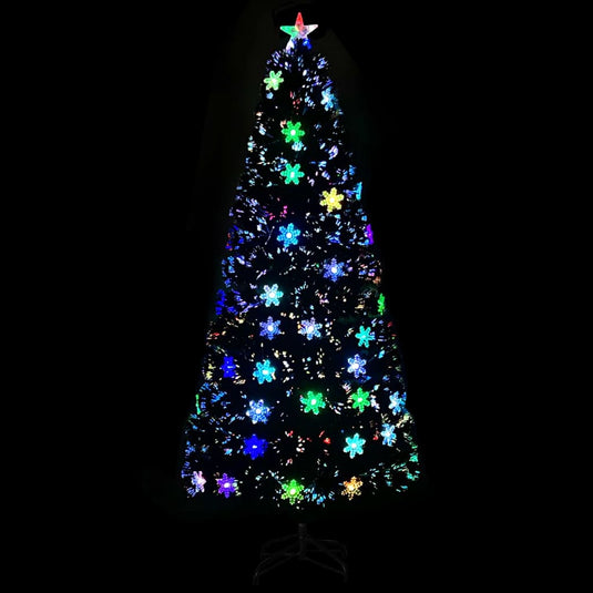 Vidaxl kerstboom met led-sneeuwvlokken 180 cm glasvezel zwart