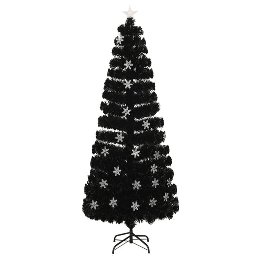 Vidaxl kerstboom met led-sneeuwvlokken 240 cm glasvezel zwart