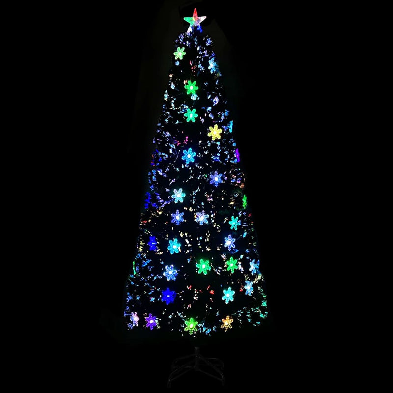Load image into Gallery viewer, Vidaxl kerstboom met led-sneeuwvlokken 240 cm glasvezel zwart
