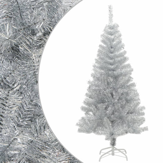 VidaXL Kunstkerstboom met standaard 120 cm PET zilverkleurig