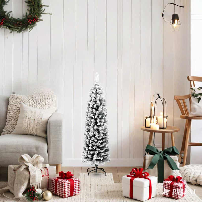 Load image into Gallery viewer, Vidaxl kunstkerstboom met sneeuw smal 120 cm pvc groen
