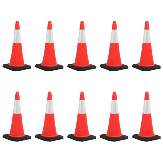 Vidaxl verkeerskegels met zware basis 10 st reflecterend 75 cm