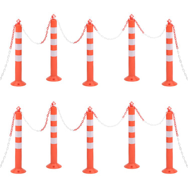 Vidaxl verkeerspalen met ketting 10 st 75 cm pe