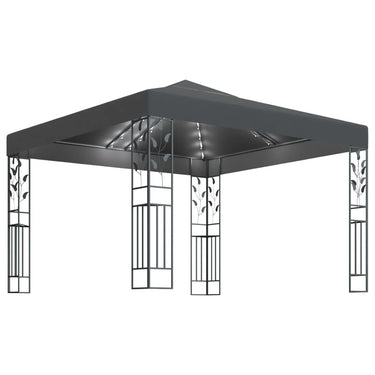 Vidaxl prieel met led-lichtslinger 3x3 m antracietkleurig