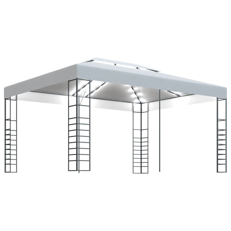 Load image into Gallery viewer, VidaXL Prieel met LED-lichtslinger 4x3x2,7 m wit

