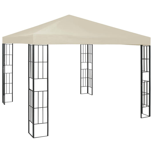 Vidaxl prieel met led-lichtslinger 3x3 m crèmekleurig