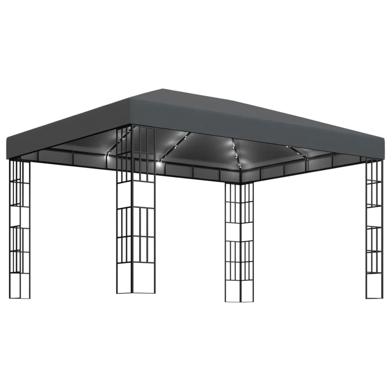 Load image into Gallery viewer, VidaXL Prieel met LED-lichtslinger 3x4 m antracietkleurig
