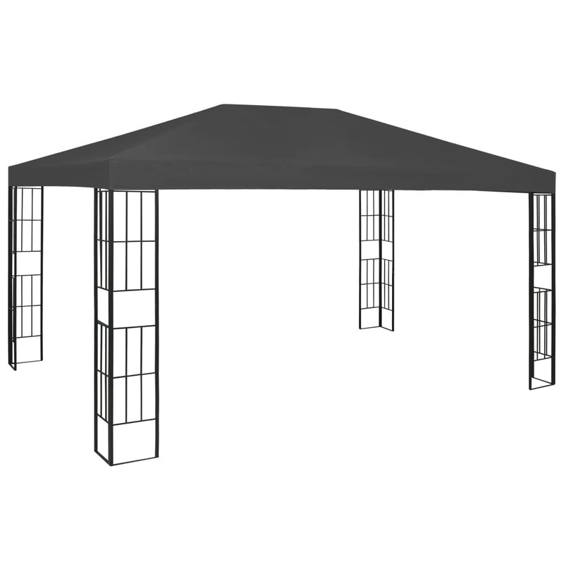 Load image into Gallery viewer, VidaXL Prieel met LED-lichtslinger 3x4 m antracietkleurig
