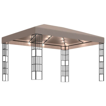 Vidaxl prieel met led-lichtslinger 4x3 m taupe