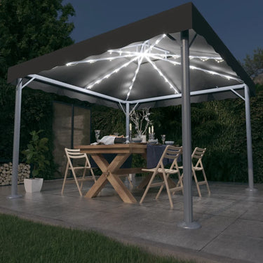 Vidaxl prieel met led-lichtslinger 300x300 cm aluminium antracietkleur
