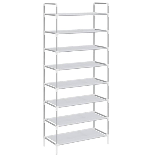 Vidaxl schoenenrek met 8 schappen metaal en nonwoven stof zilverkleur