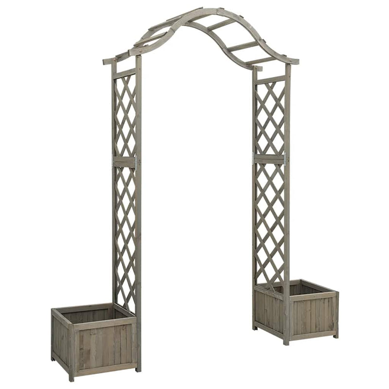 Load image into Gallery viewer, Vidaxl pergola met plantenbak massief vurenhout grijs
