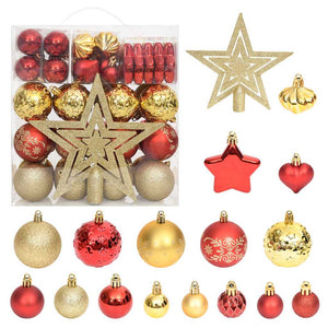 Vidaxl 70-delige kerstballenset goud en rood